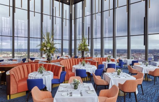 modern French restaurant, sky view, event space