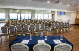 head table, theatre layout, refreshment table at the side of the room