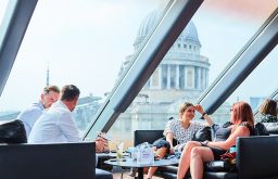 sitting down drinks reception, corporate, view of St Paul's Cathedral