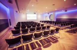 projector screen, theatre style, modern conference space