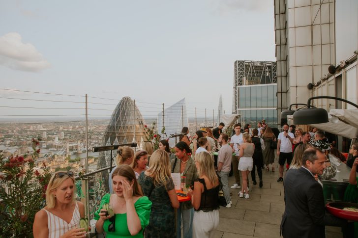 summer party venue, rooftop terrace, city of London, event