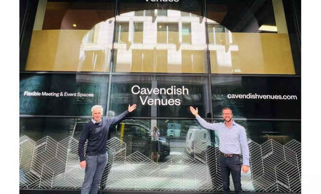 Cavendish Venues, new city conference venue, chairman and CEO standing outside the venue
